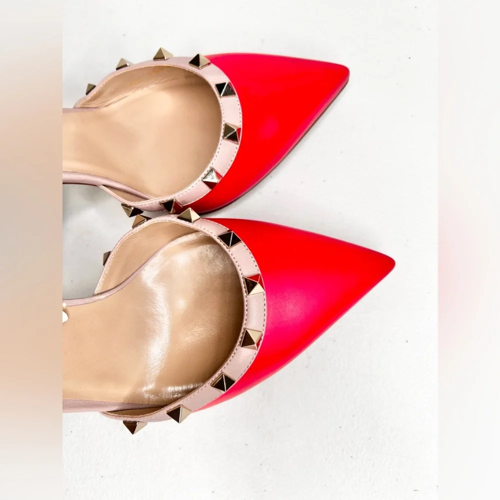 NWT Valentino Garavani Kitten Sling Back Rockstud Pump Heels Size 40/ 9.5 - Picture 6 of 10